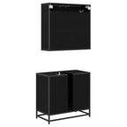 Badezimmermöbel Set 2 pcs Schwarz Eichen-Optik Holzwerkstoff