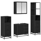 Badezimmermöbel-Set 4 pcs Schwarz Eichen-Optik Holzwerkstoff