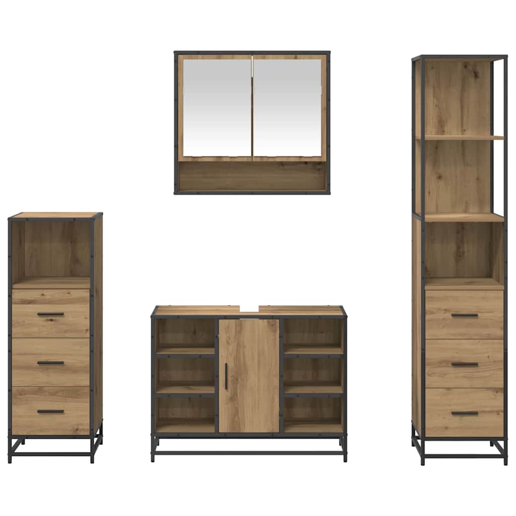 Badezimmermöbel-Set mit Regal 4 pcs Artisan-Eiche Holzwerkstoff