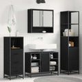 Badezimmermöbel-Set 4 pcs Schwarz Eichen-Optik Holzwerkstoff