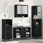 Badezimmermöbel-Set 4 pcs Schwarz Eichen-Optik Holzwerkstoff