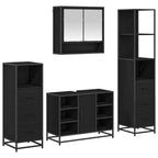 Badezimmermöbel-Set 4 pcs Schwarz Eichen-Optik Holzwerkstoff