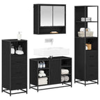 Badezimmermöbel-Set 4 pcs Schwarz Eichen-Optik Holzwerkstoff