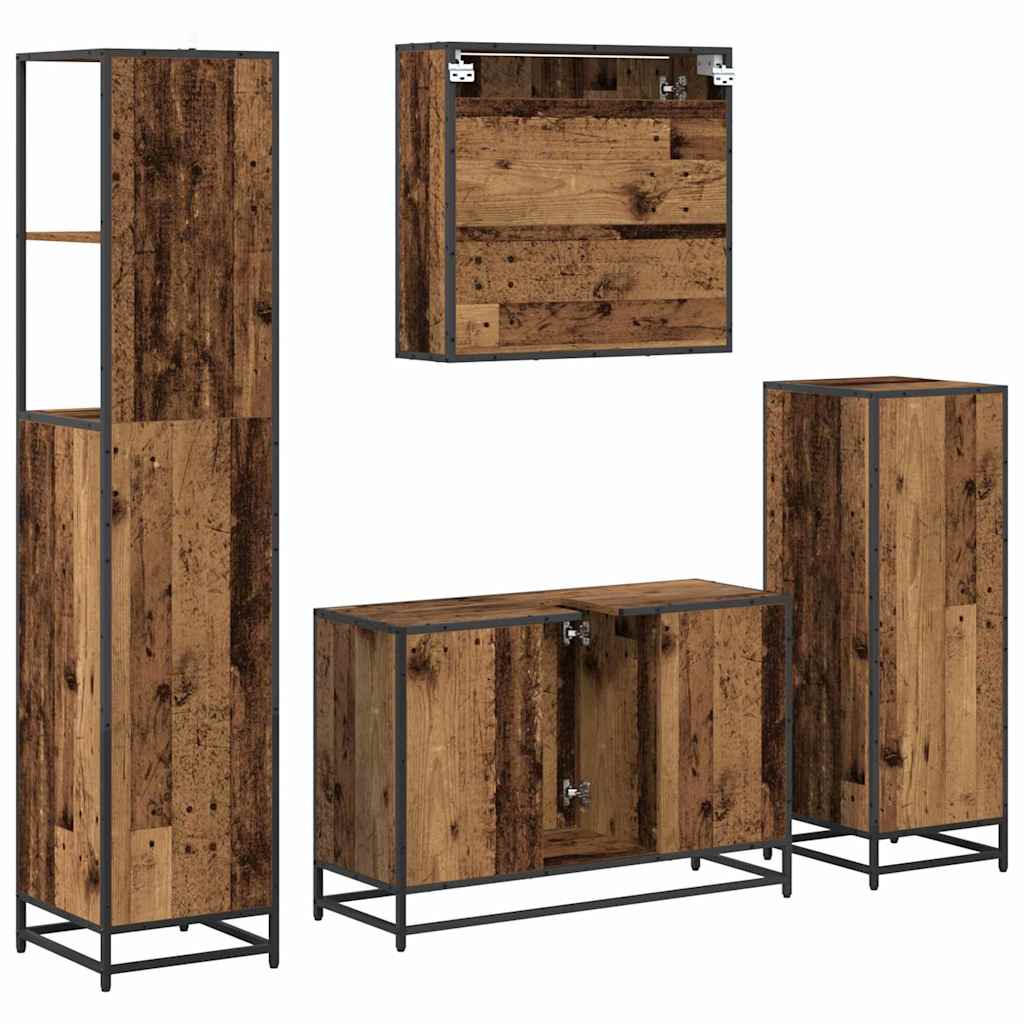 Badezimmermöbel-Set mit Schubladen 4 pcs Altholz Holzwerkstoff