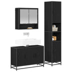 Badezimmermöbel-Set 3 pcs Schwarz Eichen-Optik Holzwerkstoff
