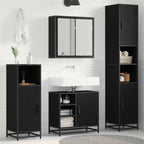 Badezimmermöbel-Set 3 pcs Schwarz Eichen-Optik Holzwerkstoff