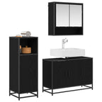 Badezimmermöbel-Set 3 pcs Schwarz Eichen-Optik Holzwerkstoff