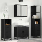 Badezimmermöbel-Set 4 pcs Schwarz Eichen-Optik Holzwerkstoff