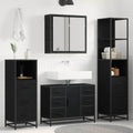 Badezimmermöbel-Set 3 pcs Schwarz Eichen-Optik Holzwerkstoff