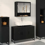 Badezimmermöbel-Set 2 pcs Schwarz Eichen-Optik Holzwerkstoff