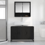 Badezimmermöbel-Set 2 pcs Schwarz Eichen-Optik Holzwerkstoff