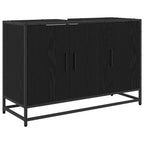 Badezimmermöbel-Set 2 pcs Schwarz Eichen-Optik Holzwerkstoff