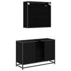 Badezimmermöbel-Set 2 pcs Schwarz Eichen-Optik Holzwerkstoff