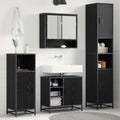 Badezimmermöbel-Set 4 pcs Schwarz Eichen-Optik Holzwerkstoff