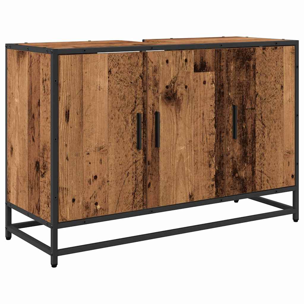 Badezimmermöbel-Set mit Regal 3 pcs Altholz Holzwerkstoff