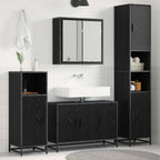 Badezimmermöbel-Set 3 pcs Schwarz Eichen-Optik Holzwerkstoff