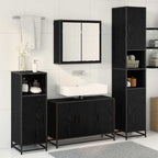 Badezimmermöbel-Set 3 pcs Schwarz Eichen-Optik Holzwerkstoff