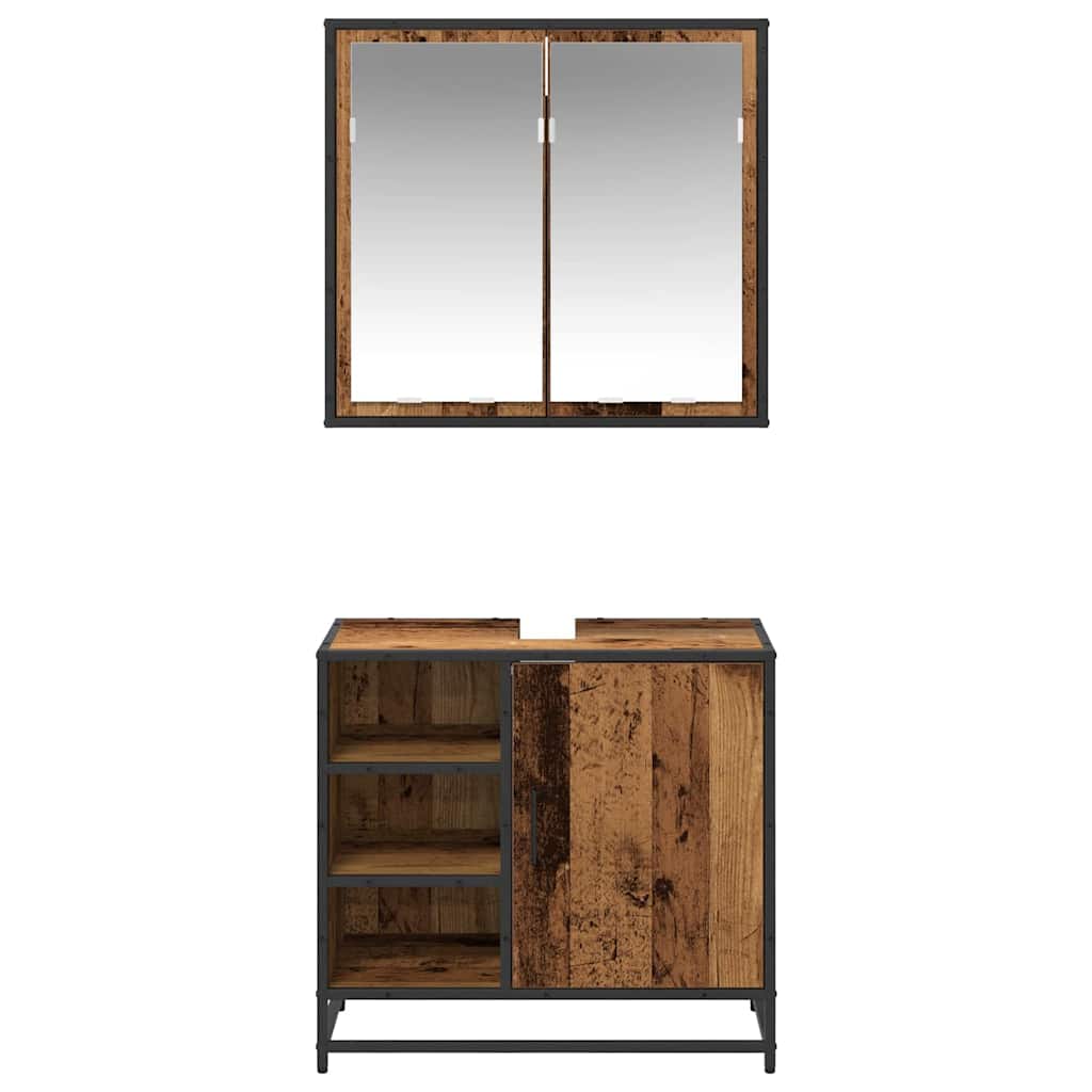 Badezimmermöbel-Set mit Regal 2 pcs Altholz Holzwerkstoff
