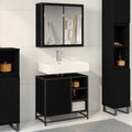Badezimmermöbel-Set 2 pcs Schwarz Eichen-Optik Holzwerkstoff