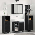 Badezimmermöbel-Set 3 pcs Schwarz Eichen-Optik Holzwerkstoff