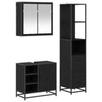 Badezimmermöbel-Set 3 pcs Schwarz Eichen-Optik Holzwerkstoff