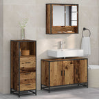 Badezimmermöbel-Set mit Schubladen 3 pcs Altholz Holzwerkstoff