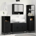 Badezimmermöbel-Set 3 pcs Schwarz Eichen-Optik Holzwerkstoff