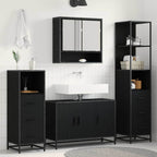Badezimmermöbel-Set 3 pcs Schwarz Eichen-Optik Holzwerkstoff