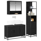 Badezimmermöbel-Set 3 pcs Schwarz Eichen-Optik Holzwerkstoff