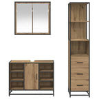 Badezimmermöbel-Set mit Regal 3 pcs Artisan-Eiche Holzwerkstoff