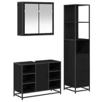 Badezimmermöbel-Set 3 pcs Schwarz Eichen-Optik Holzwerkstoff