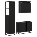 Badezimmermöbel-Set 3 pcs Schwarz Eichen-Optik Holzwerkstoff