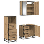 Badezimmermöbel-Set mit Regal 3 pcs Artisan-Eiche Holzwerkstoff