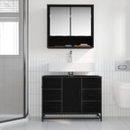Badezimmermöbel-Set 2 pcs Schwarz Eichen-Optik Holzwerkstoff
