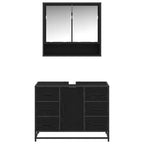 Badezimmermöbel-Set 2 pcs Schwarz Eichen-Optik Holzwerkstoff