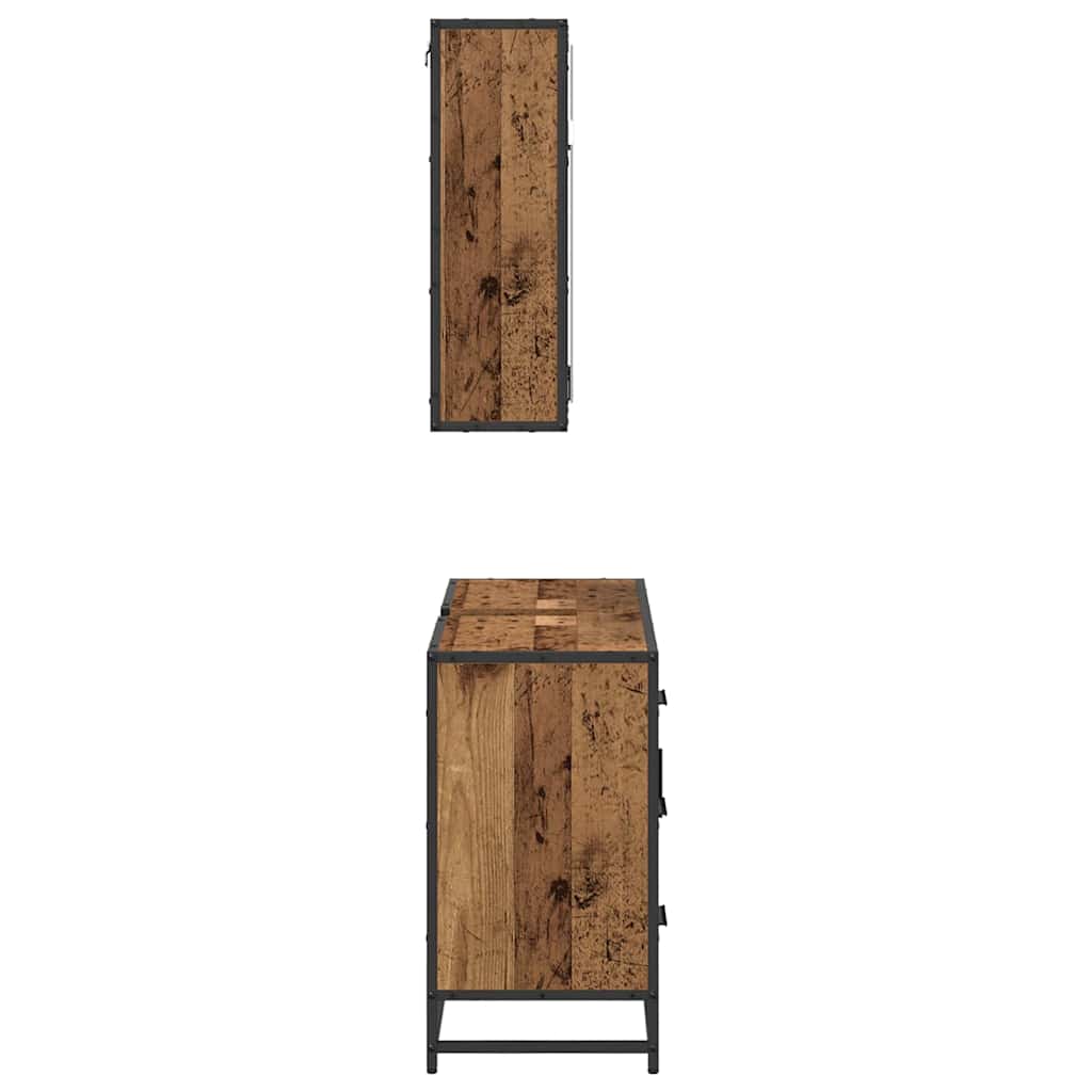 Badezimmermöbel-Set mit Schubladen 2 pcs Altholz Holzwerkstoff