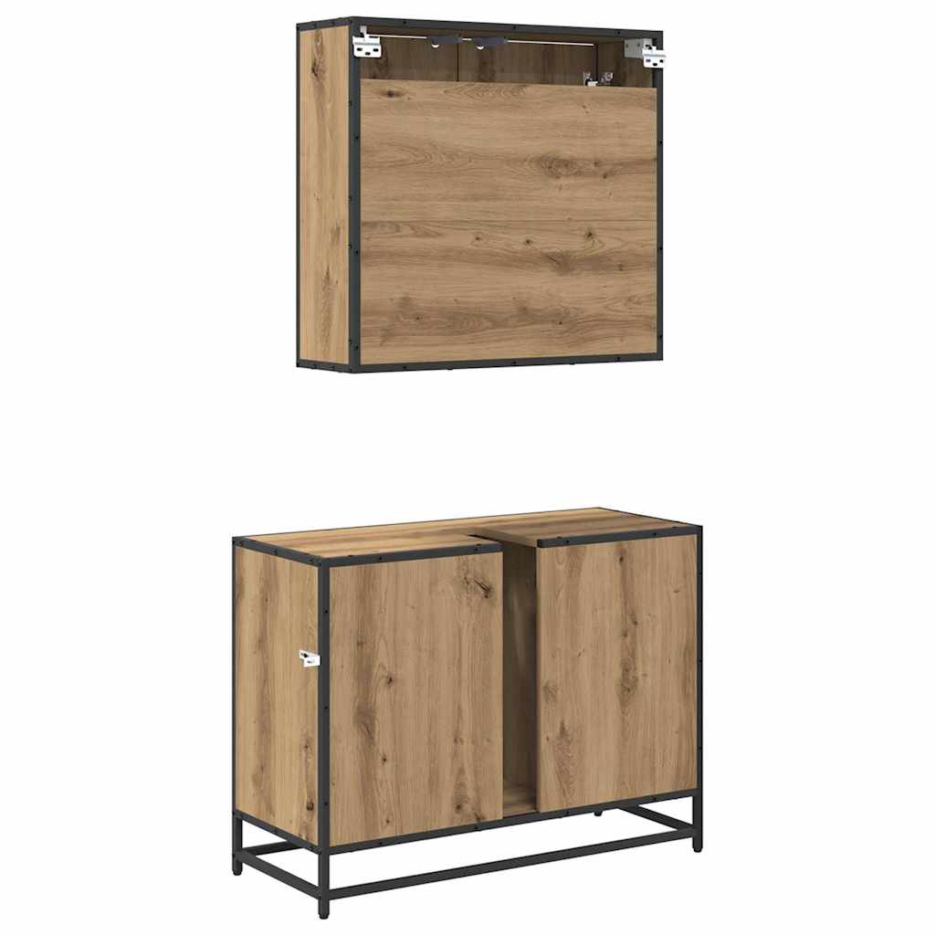 Badezimmermöbel-Set mit Regal 2 pcs Artisan-Eiche Holzwerkstoff
