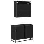 Badezimmermöbel-Set 2 pcs Schwarz Eichen-Optik Holzwerkstoff