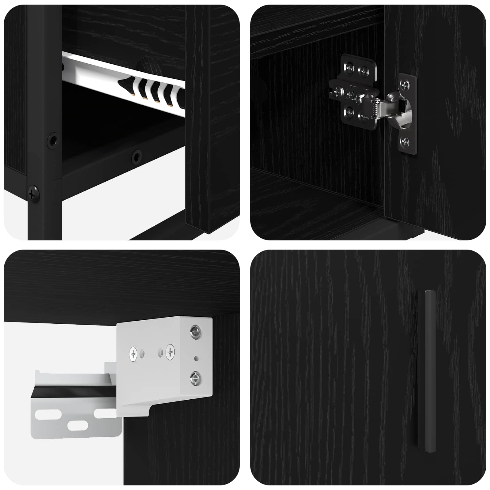 Badezimmermöbel-Set 3 pcs Schwarz Eichen-Optik Holzwerkstoff