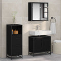 Badezimmermöbel-Set 3 pcs Schwarz Eichen-Optik Holzwerkstoff