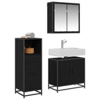 Badezimmermöbel-Set 3 pcs Schwarz Eichen-Optik Holzwerkstoff