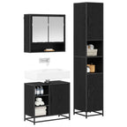 Badezimmermöbel-Set 3 pcs Schwarz Eichen-Optik Holzwerkstoff
