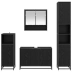 Badezimmermöbel-Set 4 pcs Schwarz Eichen-Optik Holzwerkstoff