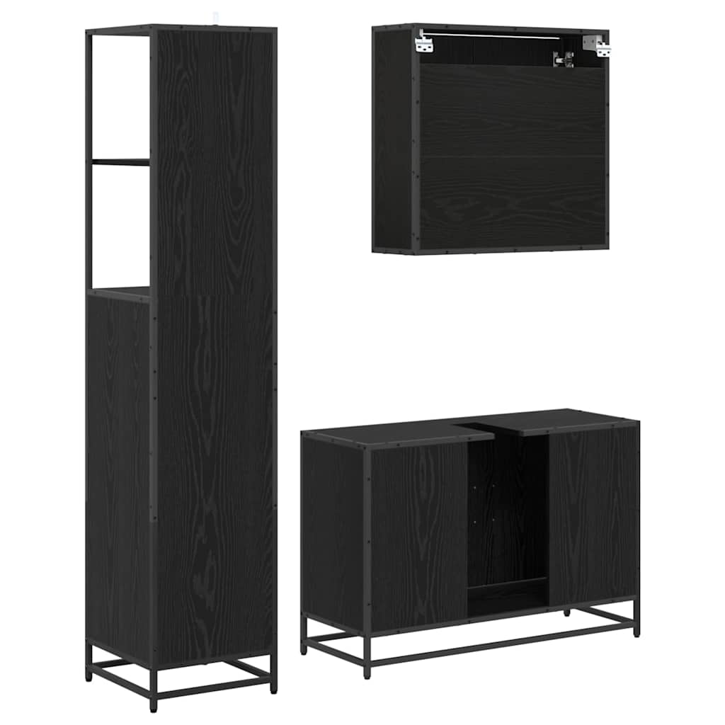 Badezimmermöbel-Set mit Schubladen 3 pcs Altholz Holzwerkstoff