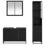 Badezimmermöbel-Set 3 pcs Schwarz Eichen-Optik Holzwerkstoff