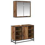 Badezimmermöbel-Set mit Regal 2 pcs Altholz Holzwerkstoff