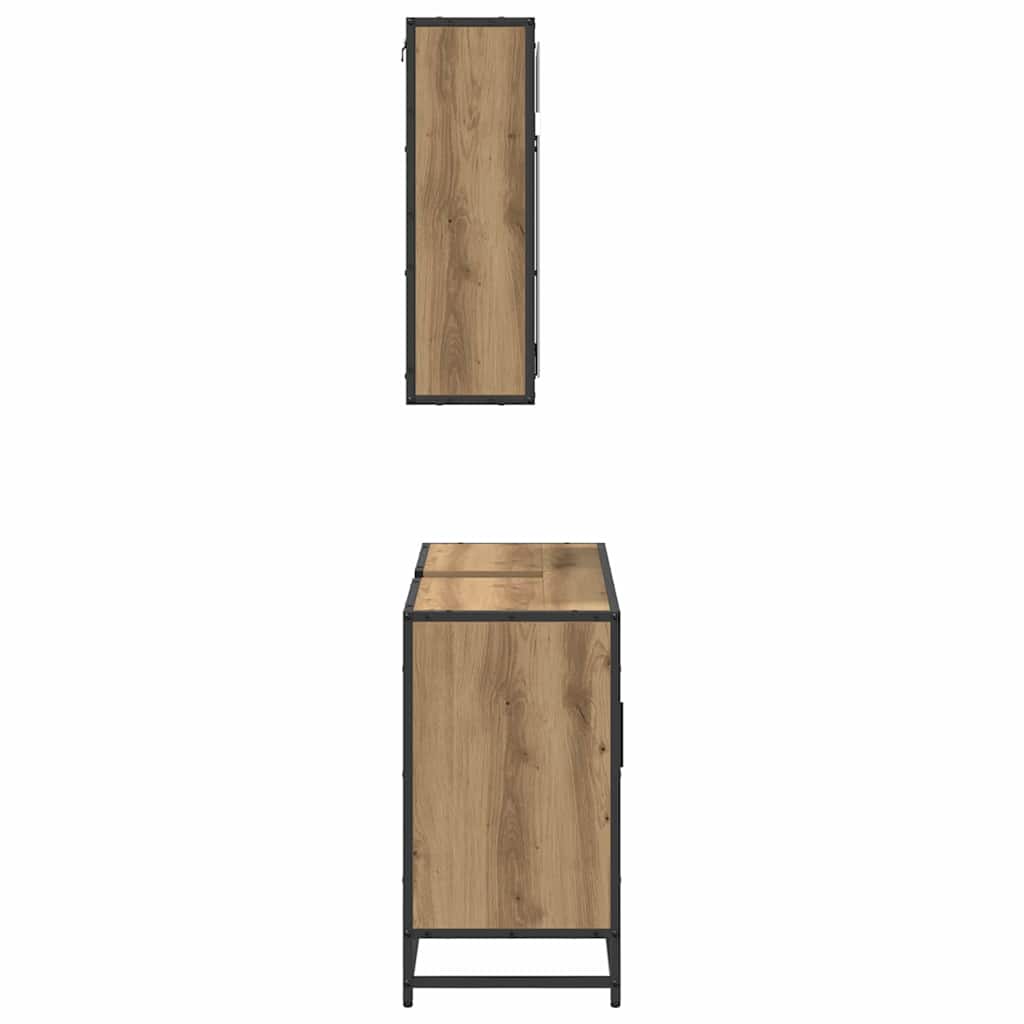 Badezimmermöbel-Set mit Regal 2 pcs Artisan-Eiche Holzwerkstoff