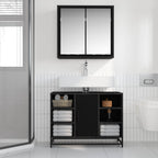 Badezimmermöbel-Set 2 pcs Schwarz Eichen-Optik Holzwerkstoff