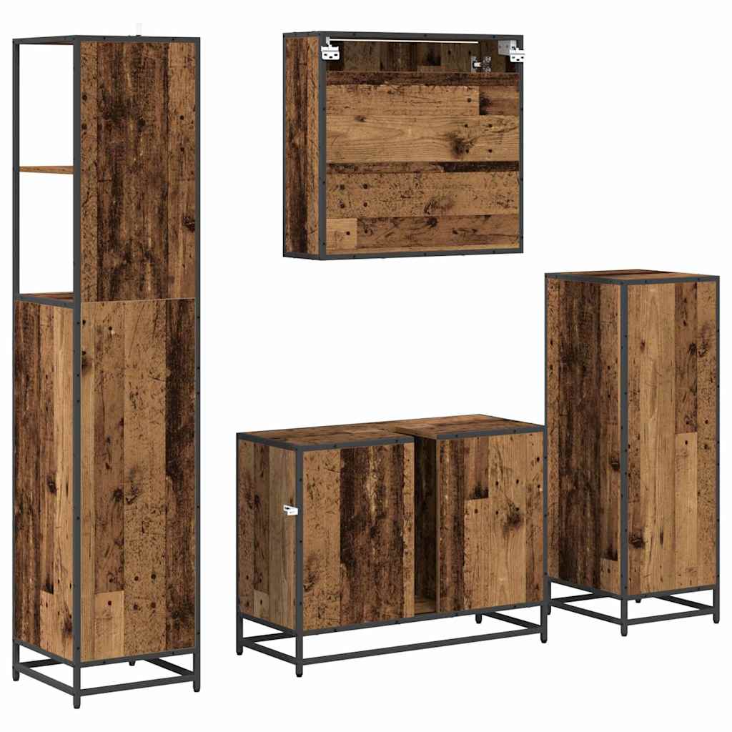 Badezimmermöbel-Set mit Schubladen 4 pcs Altholz Holzwerkstoff