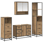 Badezimmermöbel-Set mit Regal 4 pcs Artisan-Eiche Holzwerkstoff